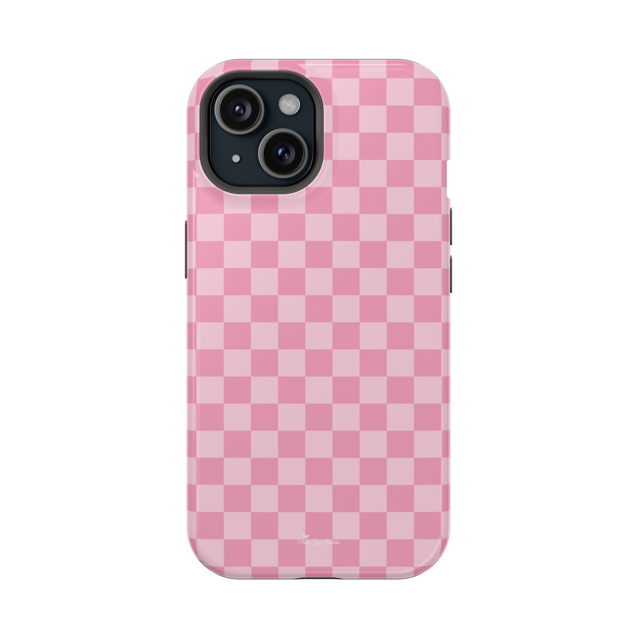 Stylish Pink Checkered Magnetic iPhone Case