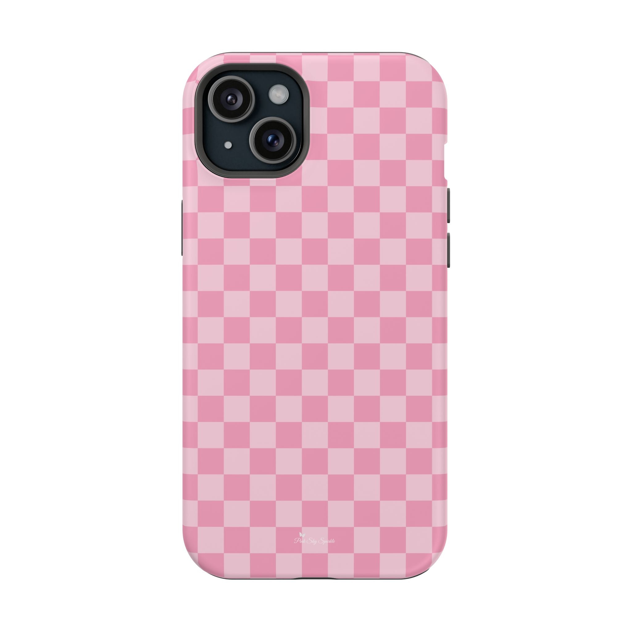 Stylish Pink Checkered Magnetic iPhone Case