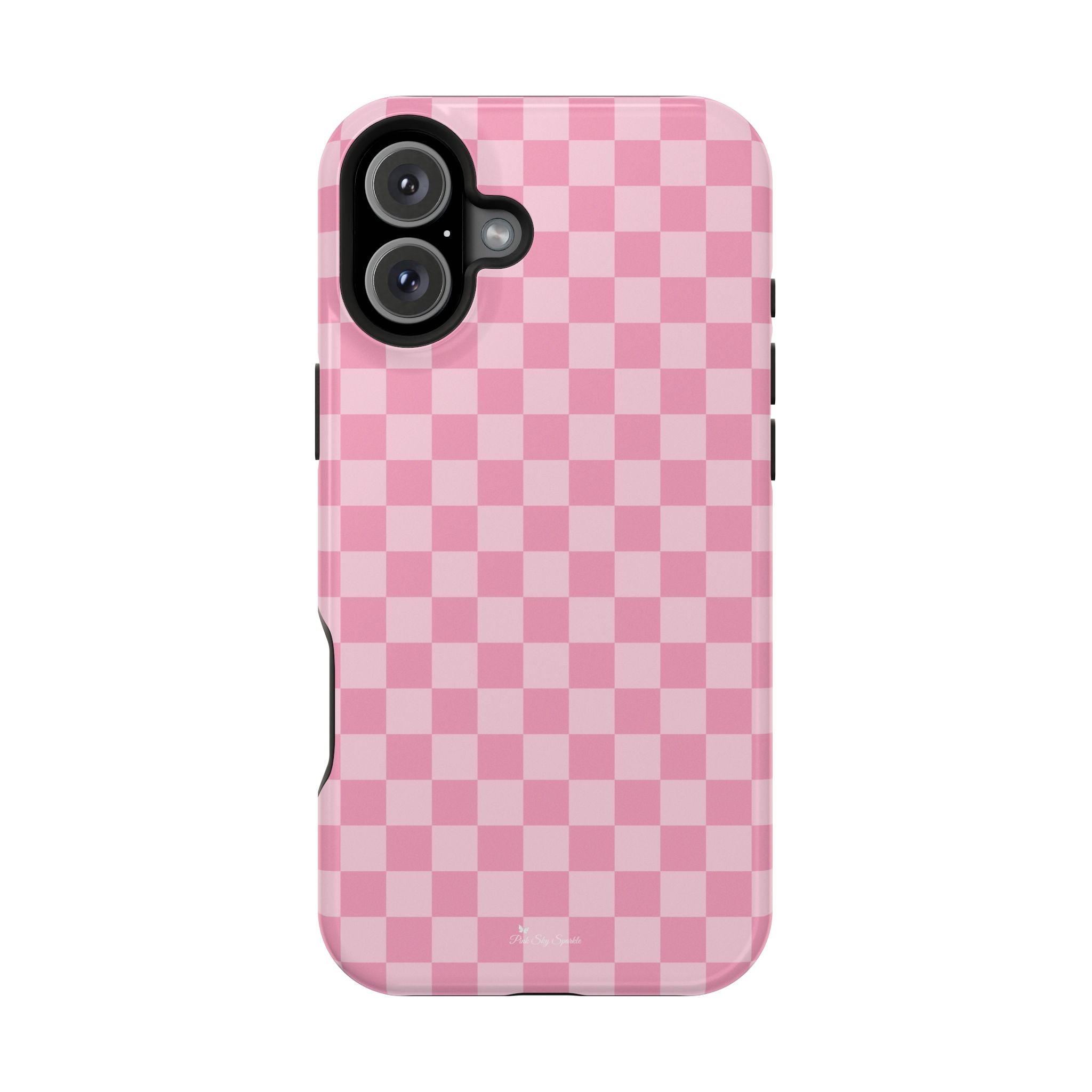 Stylish Pink Checkered Magnetic iPhone Case