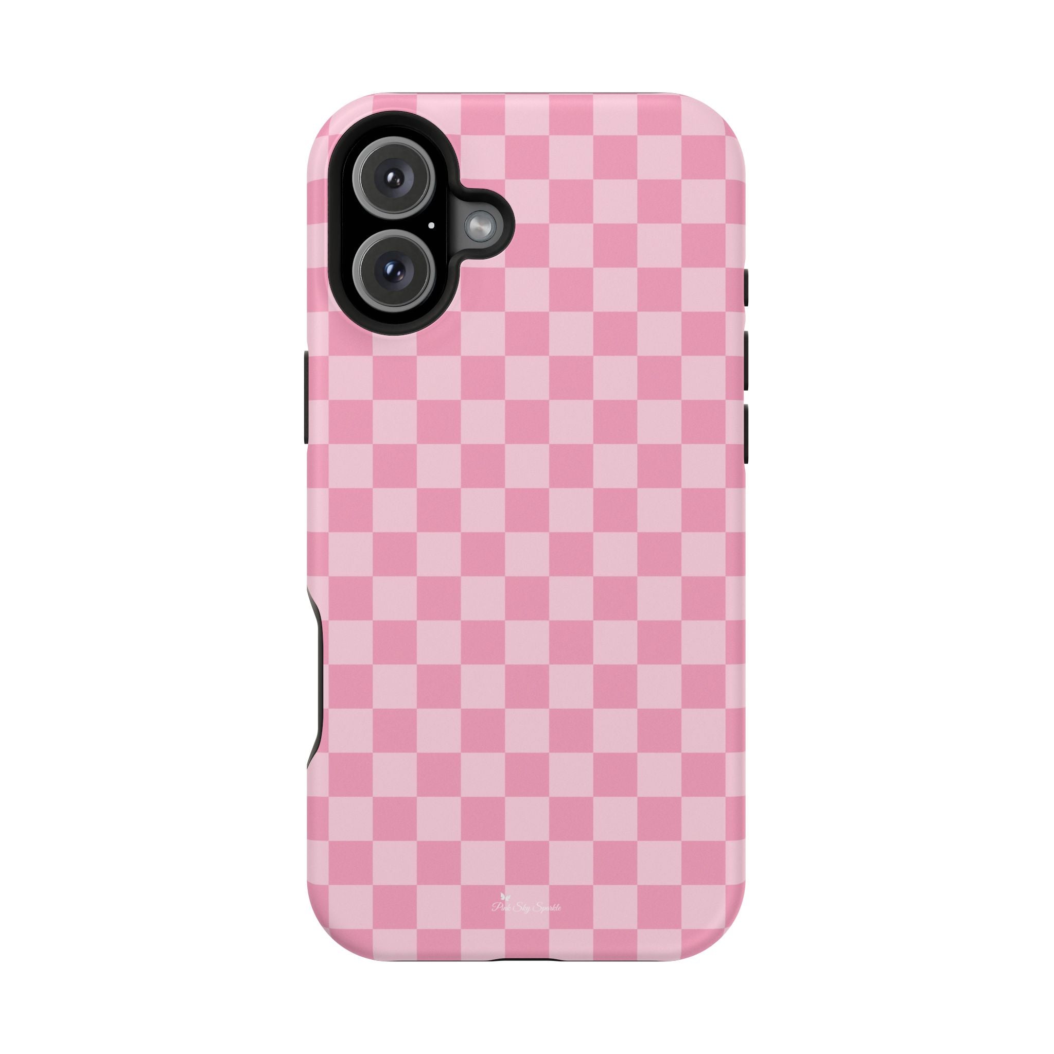 Stylish Pink Checkered Magnetic iPhone Case