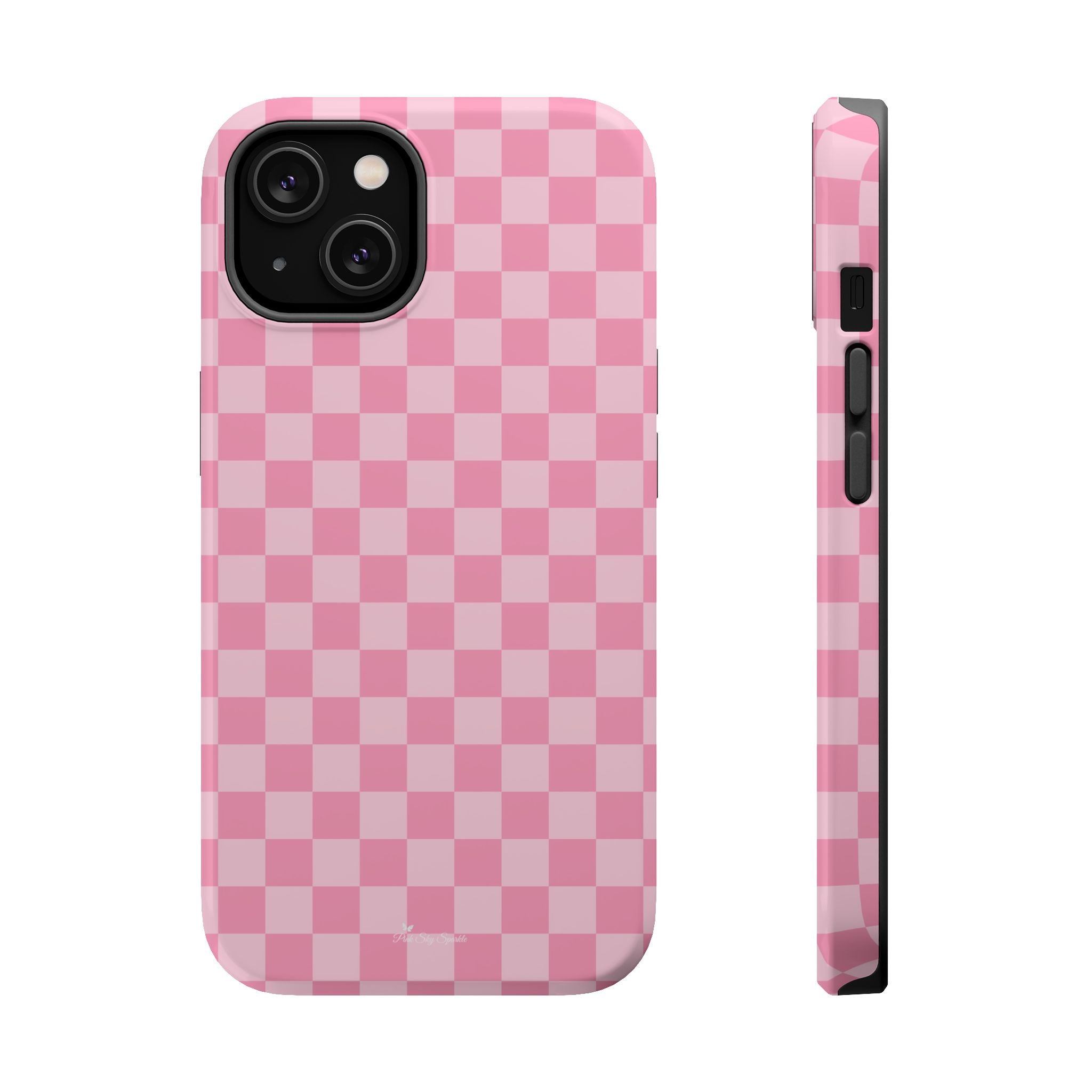 Stylish Pink Checkered Magnetic iPhone Case