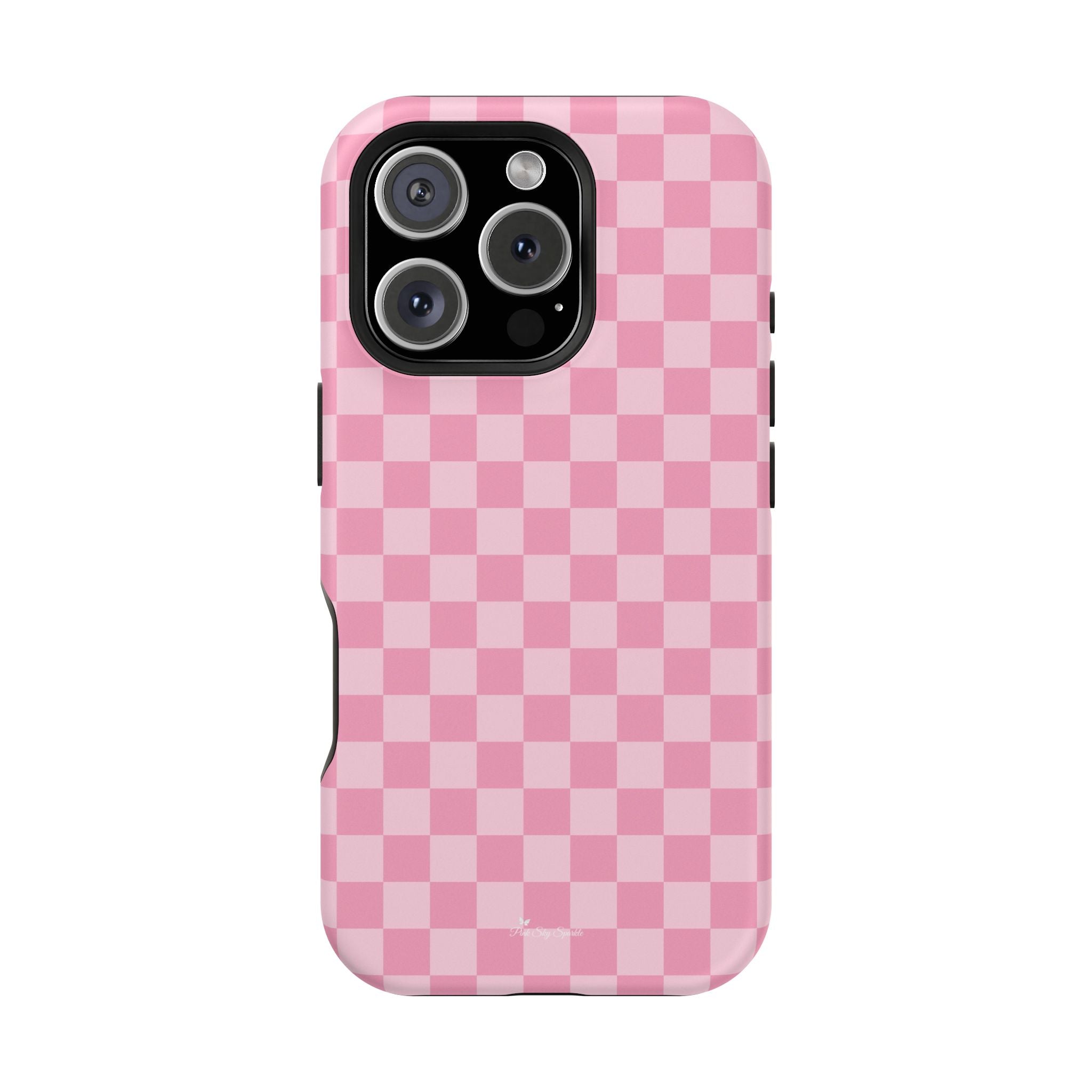 Stylish Pink Checkered Magnetic iPhone Case