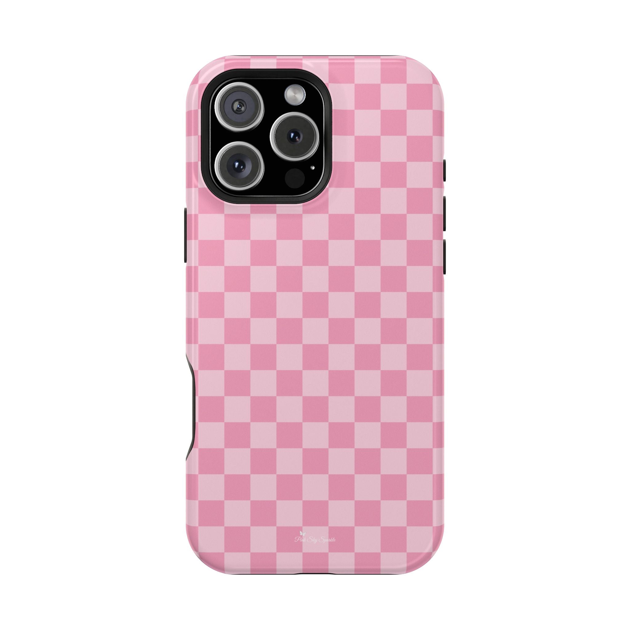 Stylish Pink Checkered Magnetic iPhone Case
