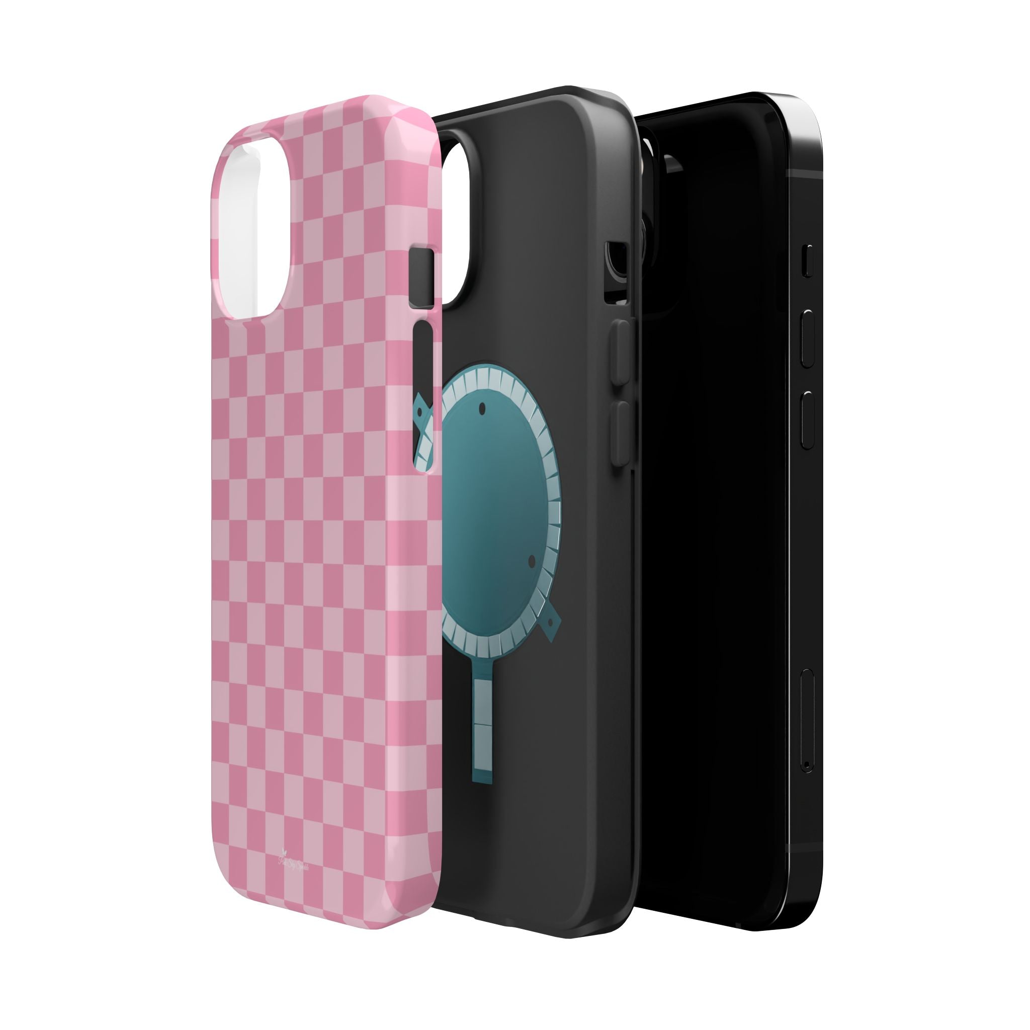 Stylish Pink Checkered Magnetic iPhone Case