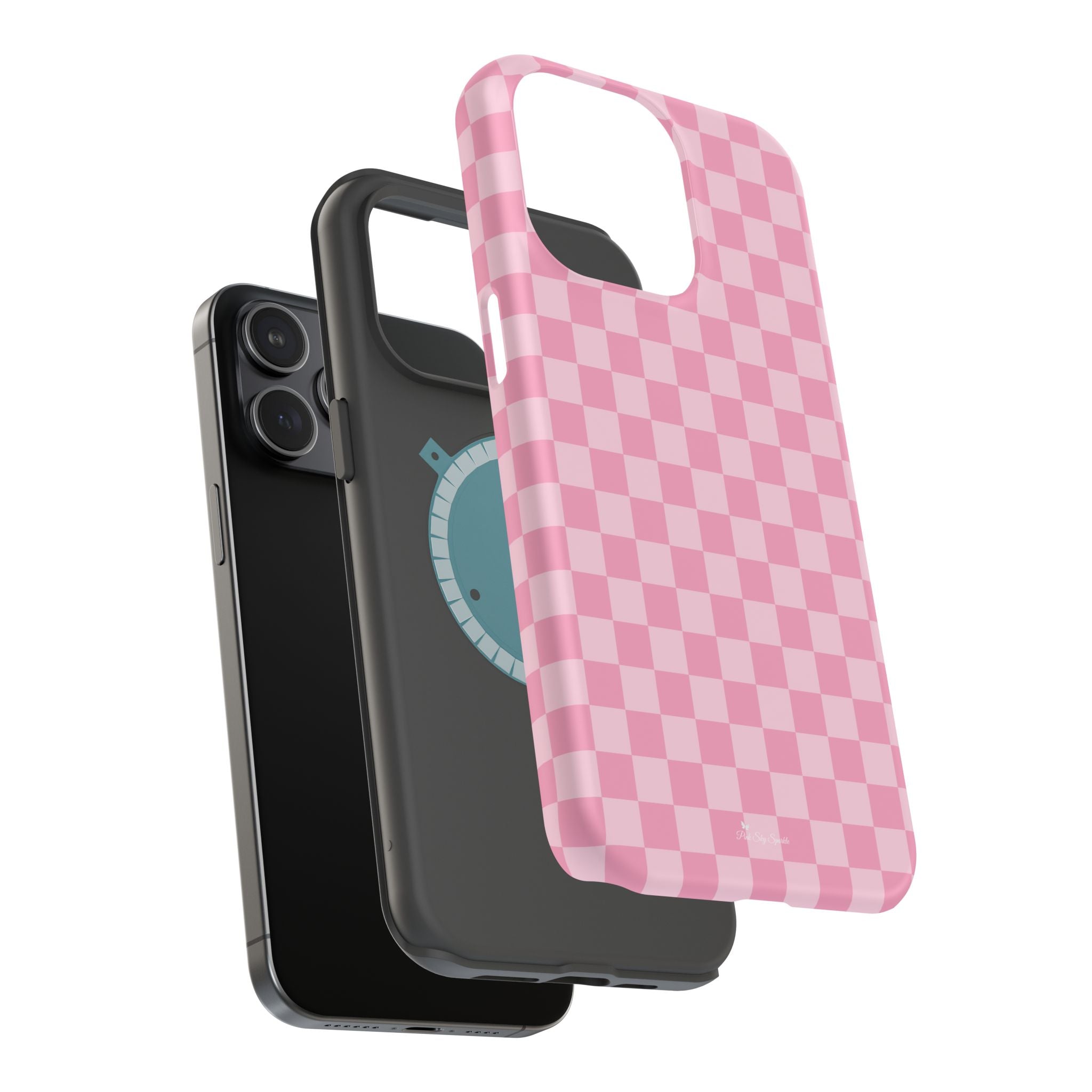 Stylish Pink Checkered Magnetic iPhone Case