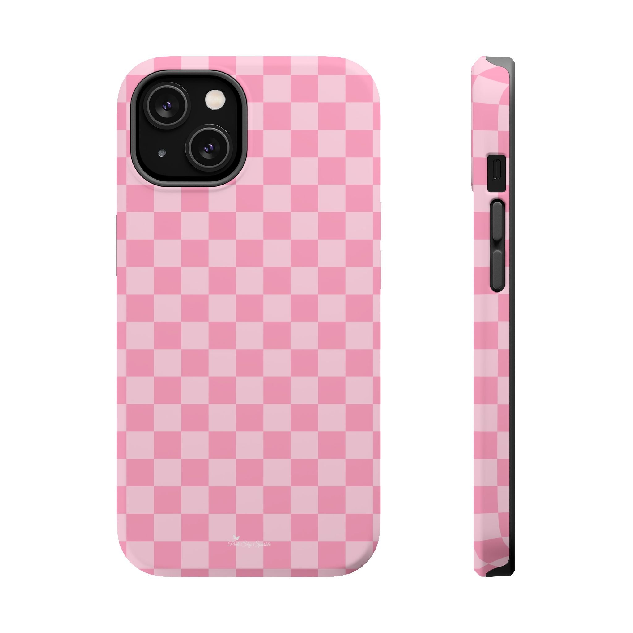 Stylish Pink Checkered Magnetic iPhone Case