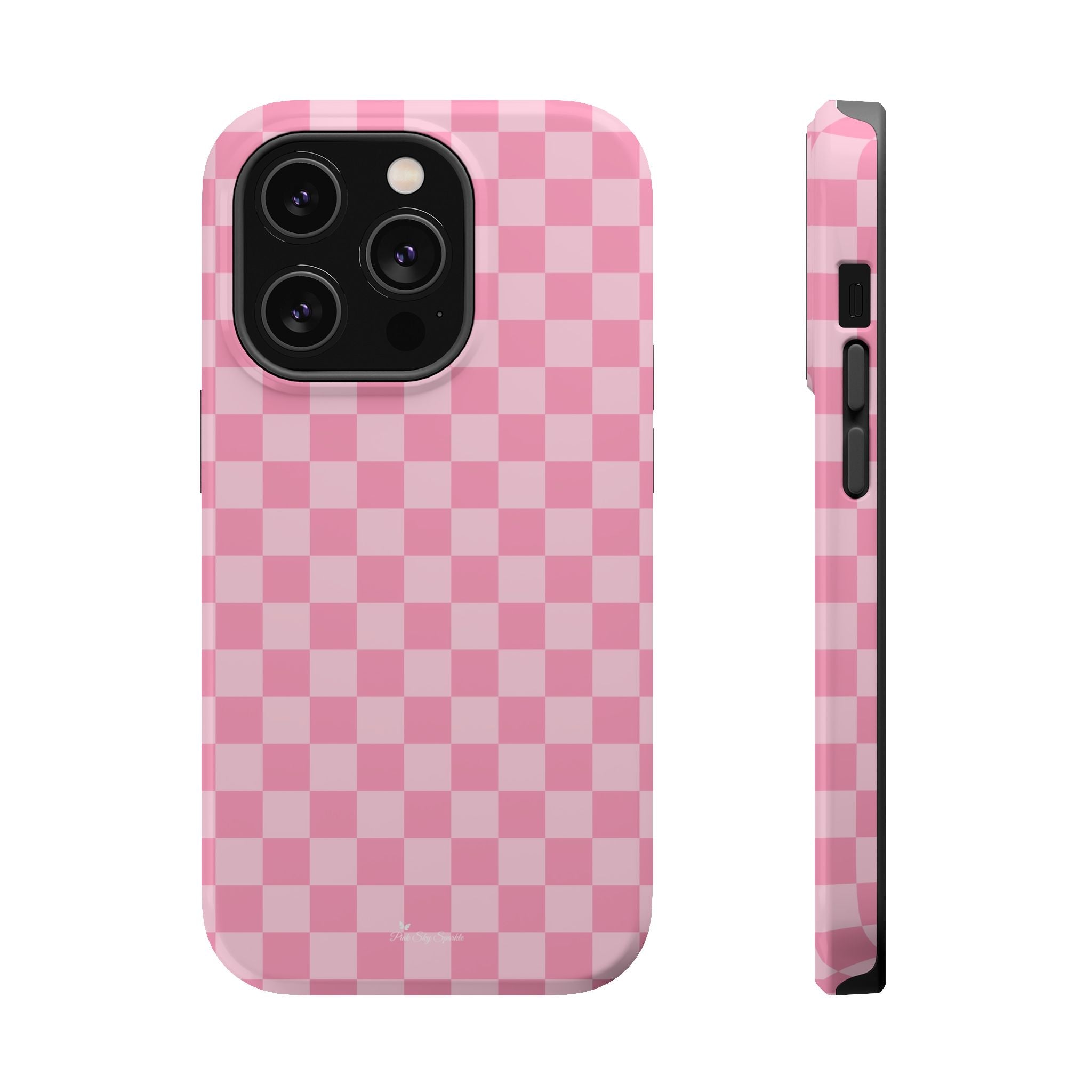 Stylish Pink Checkered Magnetic iPhone Case