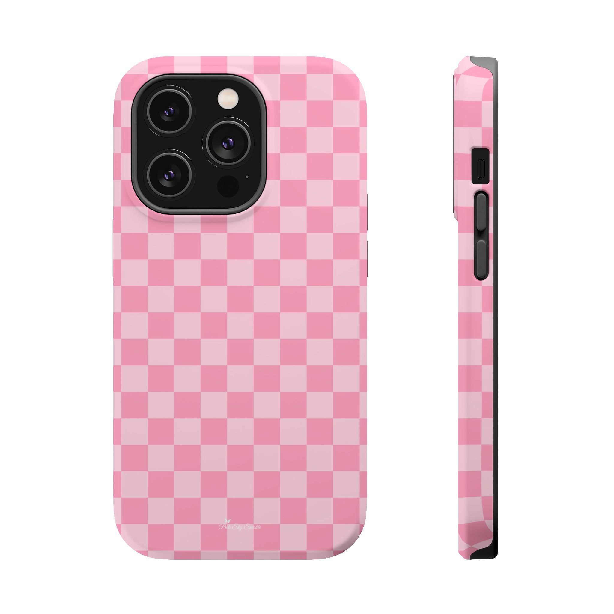 Stylish Pink Checkered Magnetic iPhone Case