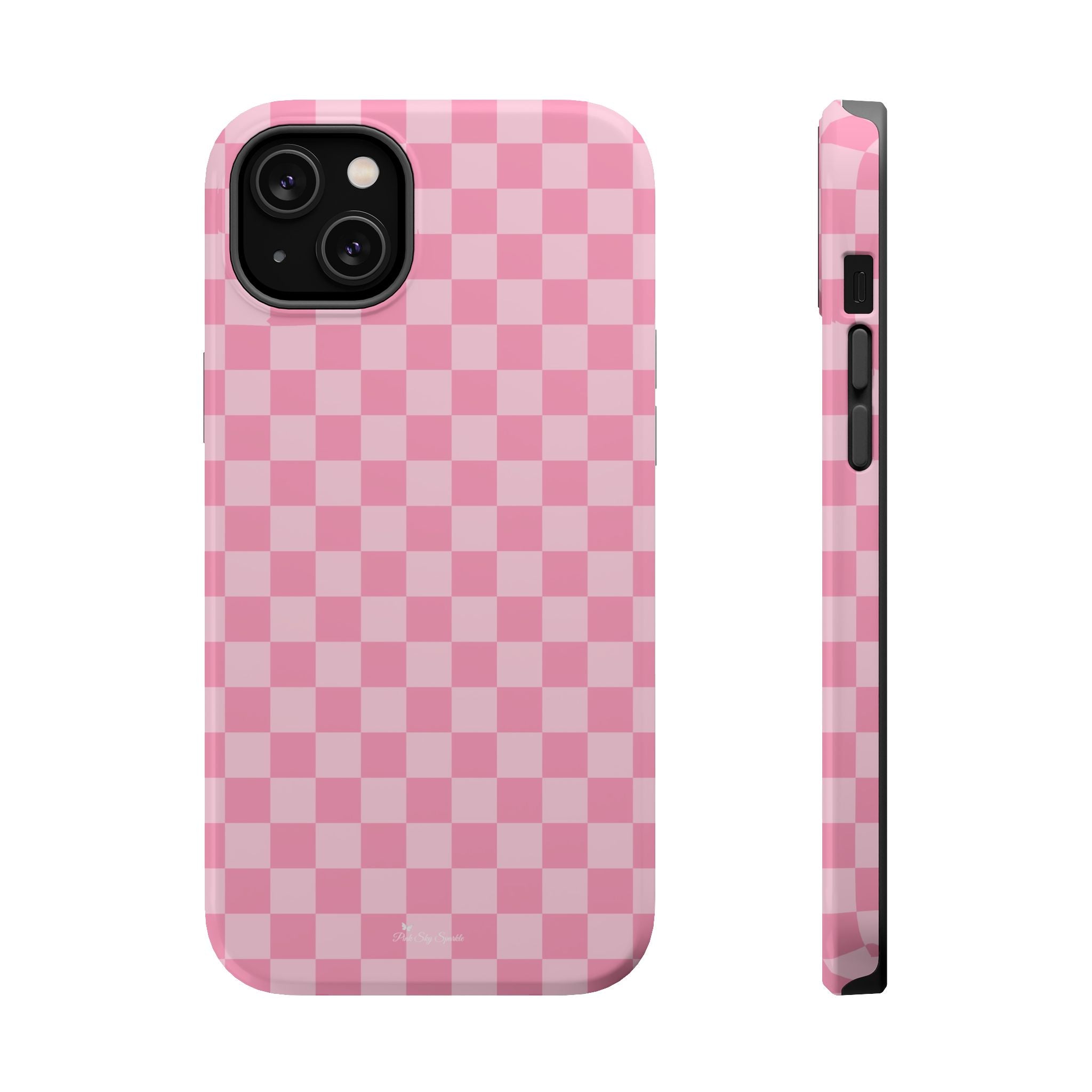Stylish Pink Checkered Magnetic iPhone Case