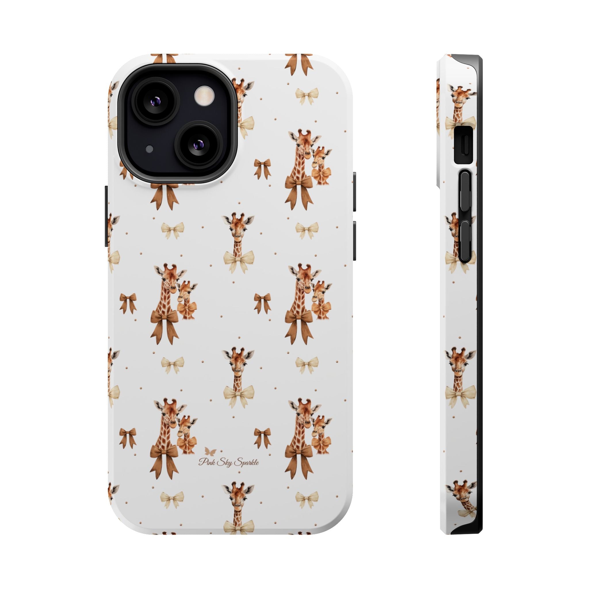 Sweet Safari Style Magnetic iPhone Case – Cute Giraffe Print with Bows