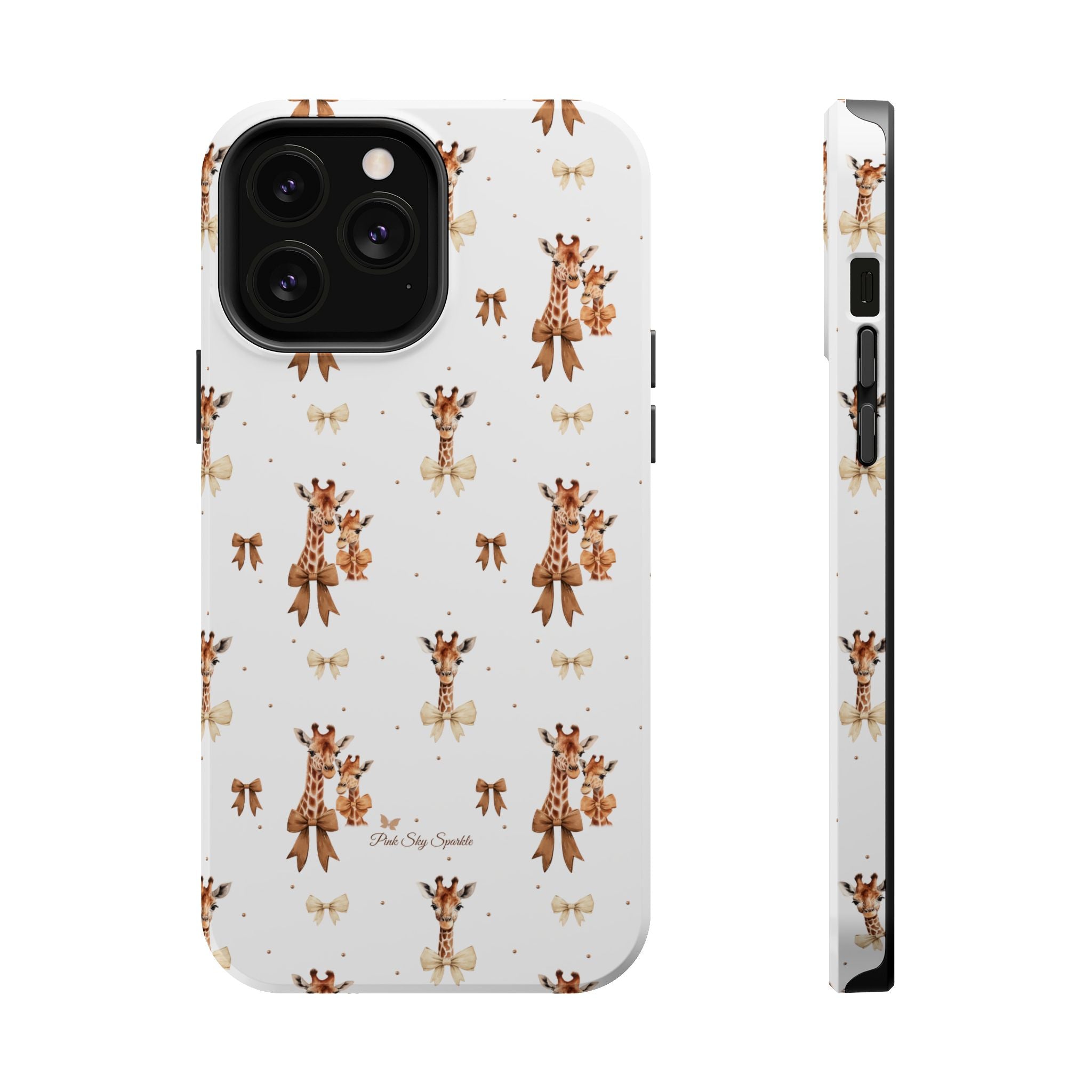 Sweet Safari Style Magnetic iPhone Case – Cute Giraffe Print with Bows