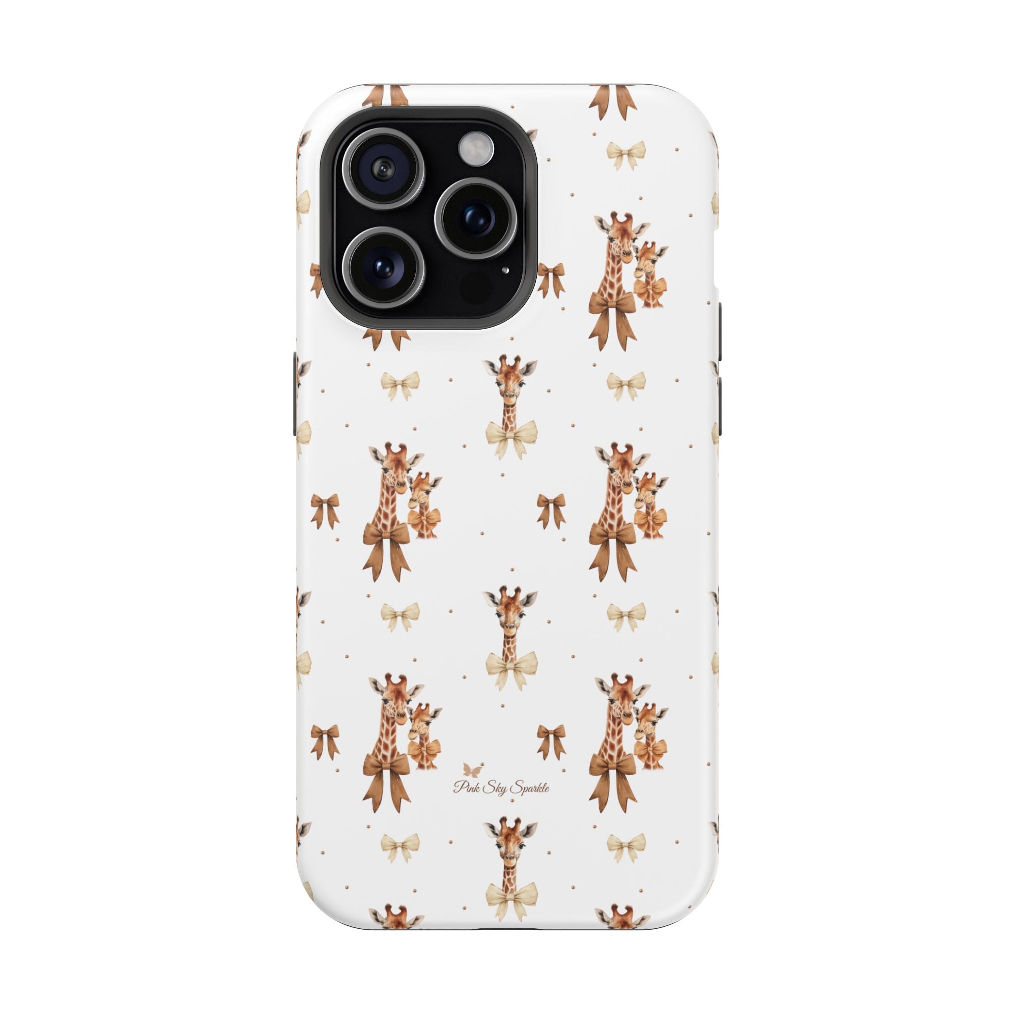 Sweet Safari Style Magnetic iPhone Case – Cute Giraffe Print with Bows