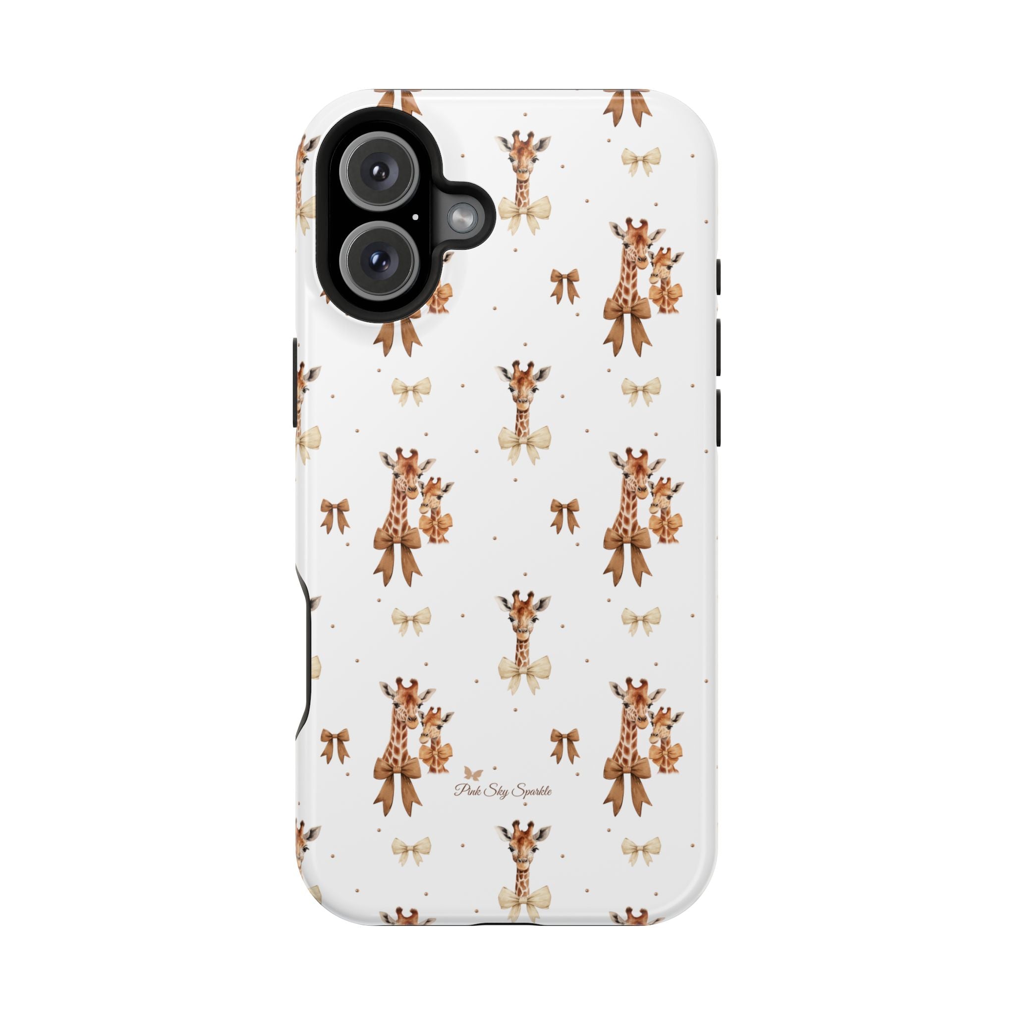 Sweet Safari Style Magnetic iPhone Case – Cute Giraffe Print with Bows