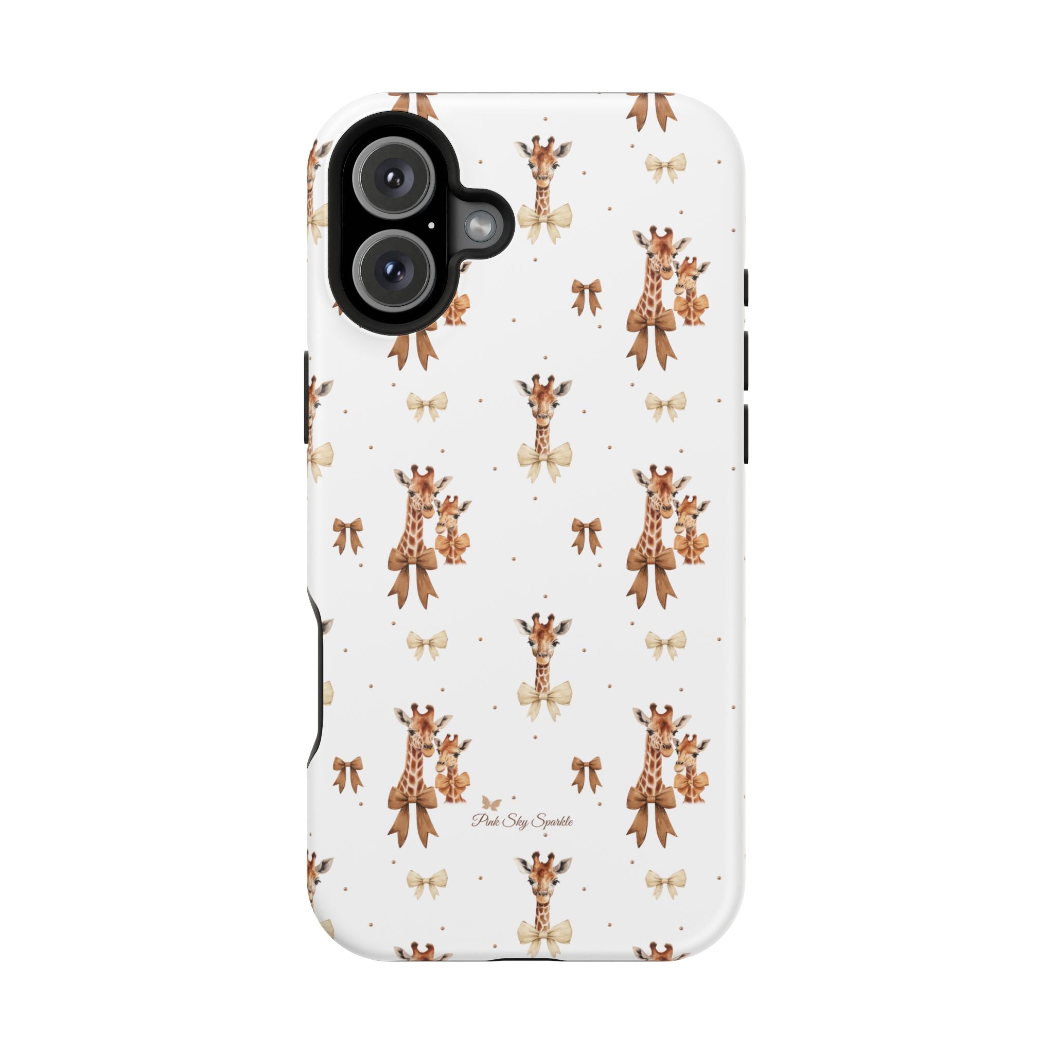 Sweet Safari Style Magnetic iPhone Case – Cute Giraffe Print with Bows