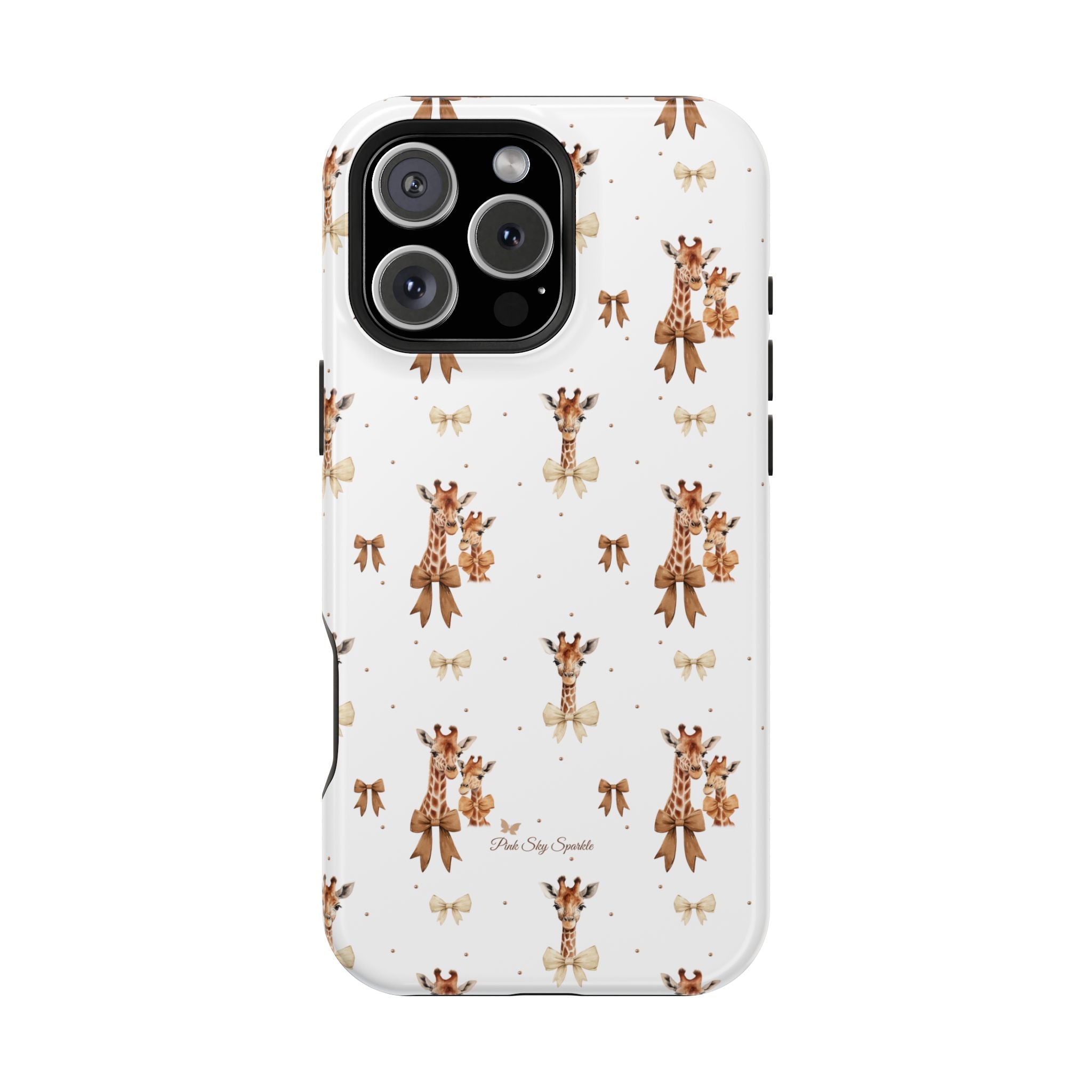 Sweet Safari Style Magnetic iPhone Case – Cute Giraffe Print with Bows