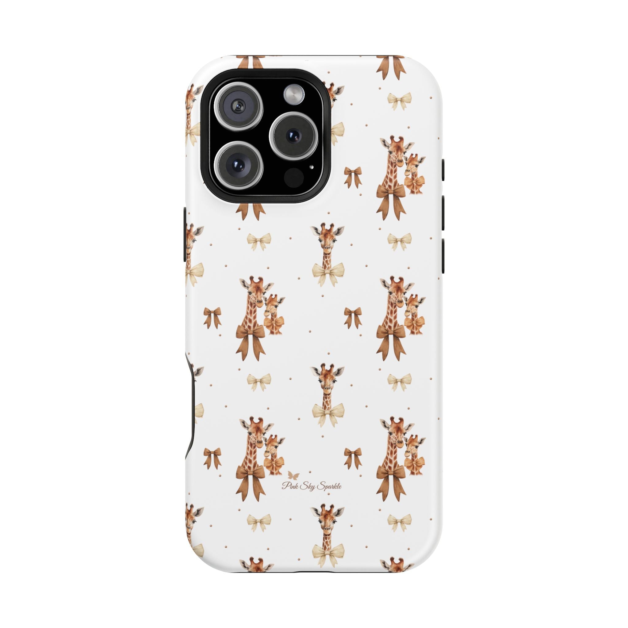 Sweet Safari Style Magnetic iPhone Case – Cute Giraffe Print with Bows