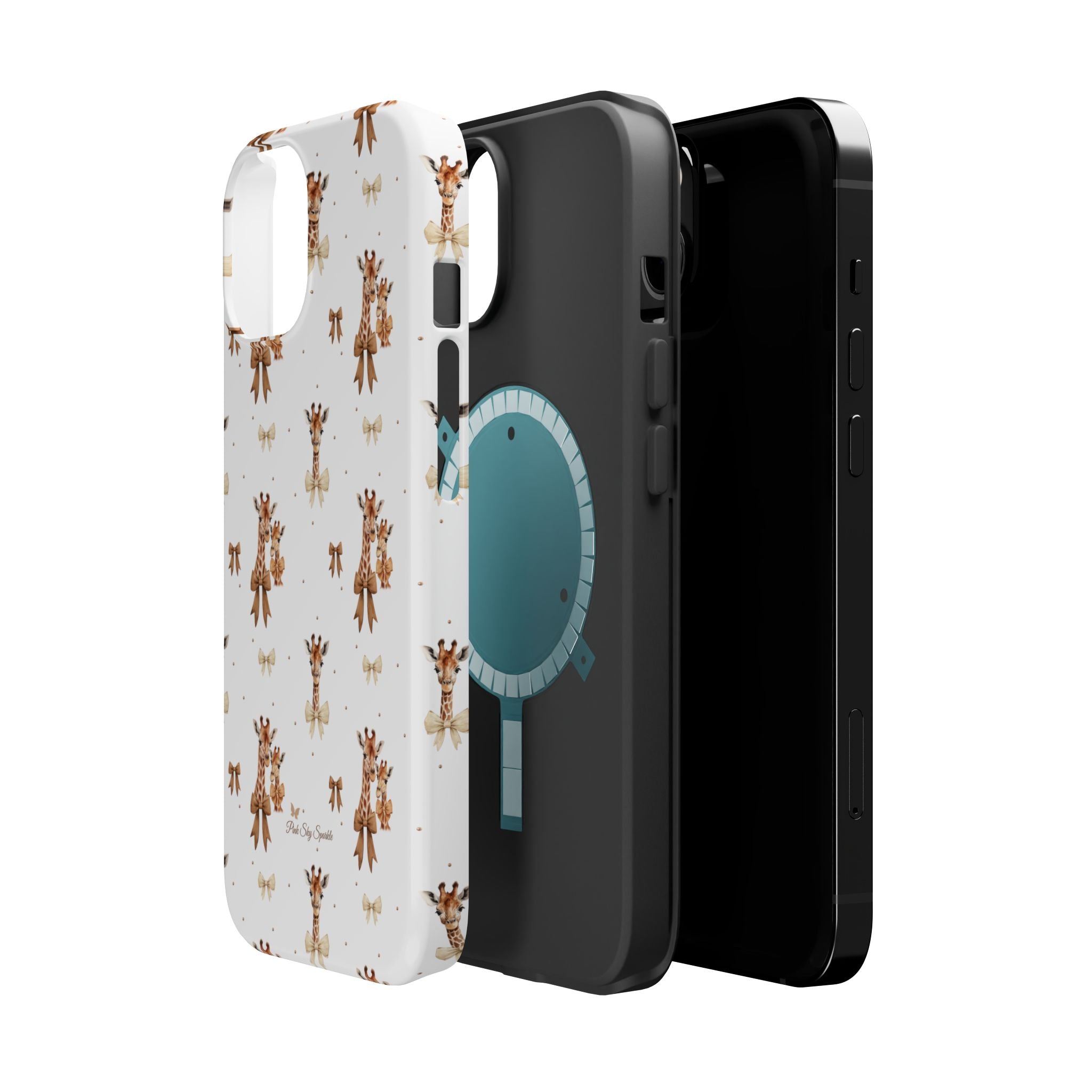 Sweet Safari Style Magnetic iPhone Case – Cute Giraffe Print with Bows