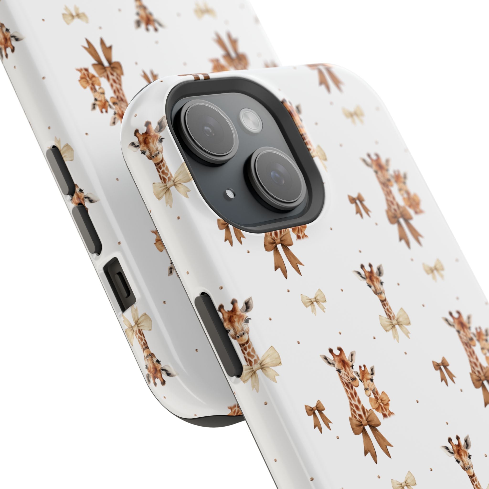 Sweet Safari Style Magnetic iPhone Case – Cute Giraffe Print with Bows