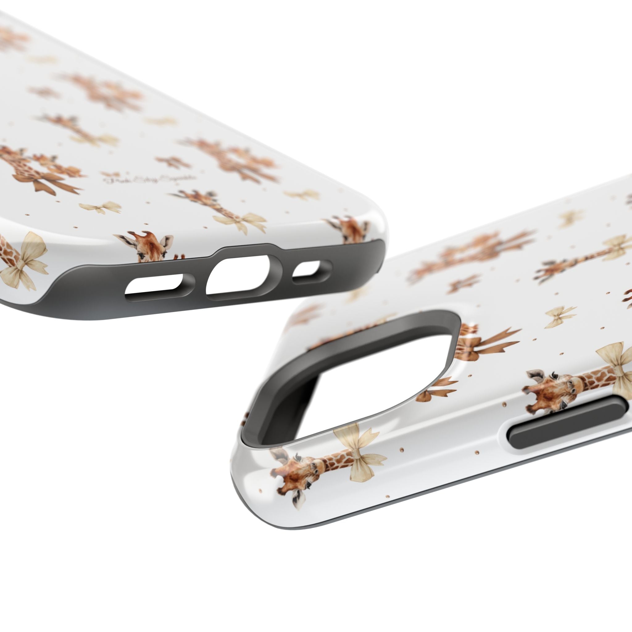 Sweet Safari Style Magnetic iPhone Case – Cute Giraffe Print with Bows
