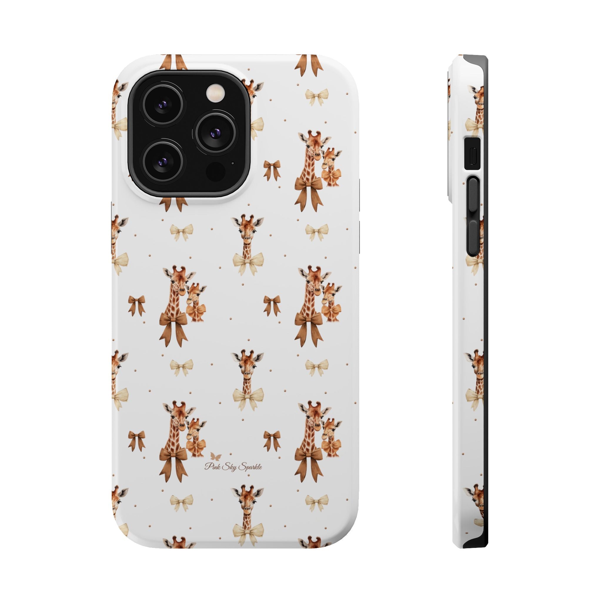 Sweet Safari Style Magnetic iPhone Case – Cute Giraffe Print with Bows
