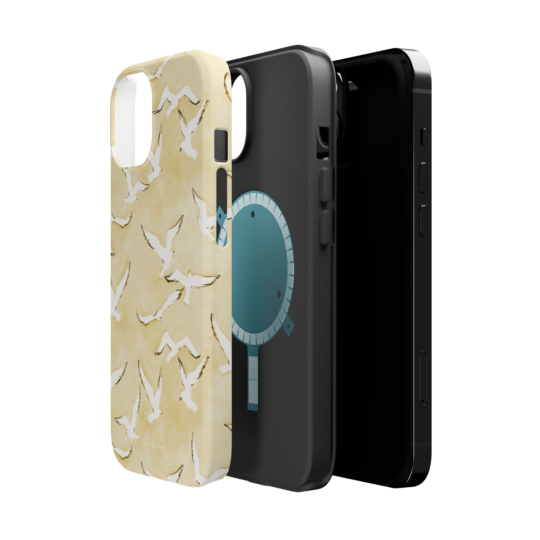 Yellow Seagull Print Magnetic iPhone Case