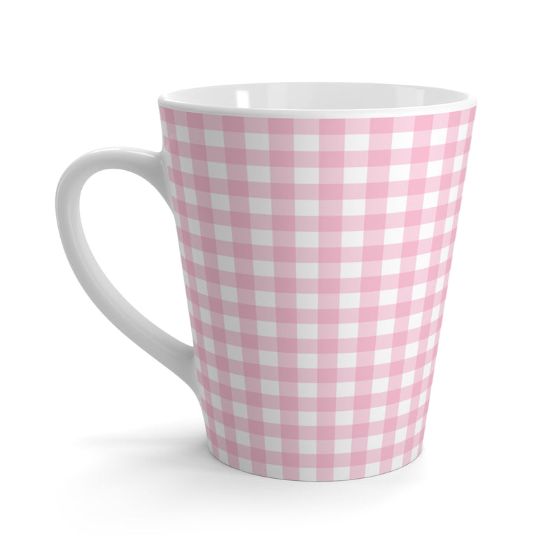Pink Gingham Print 12oz Latte Mug 
