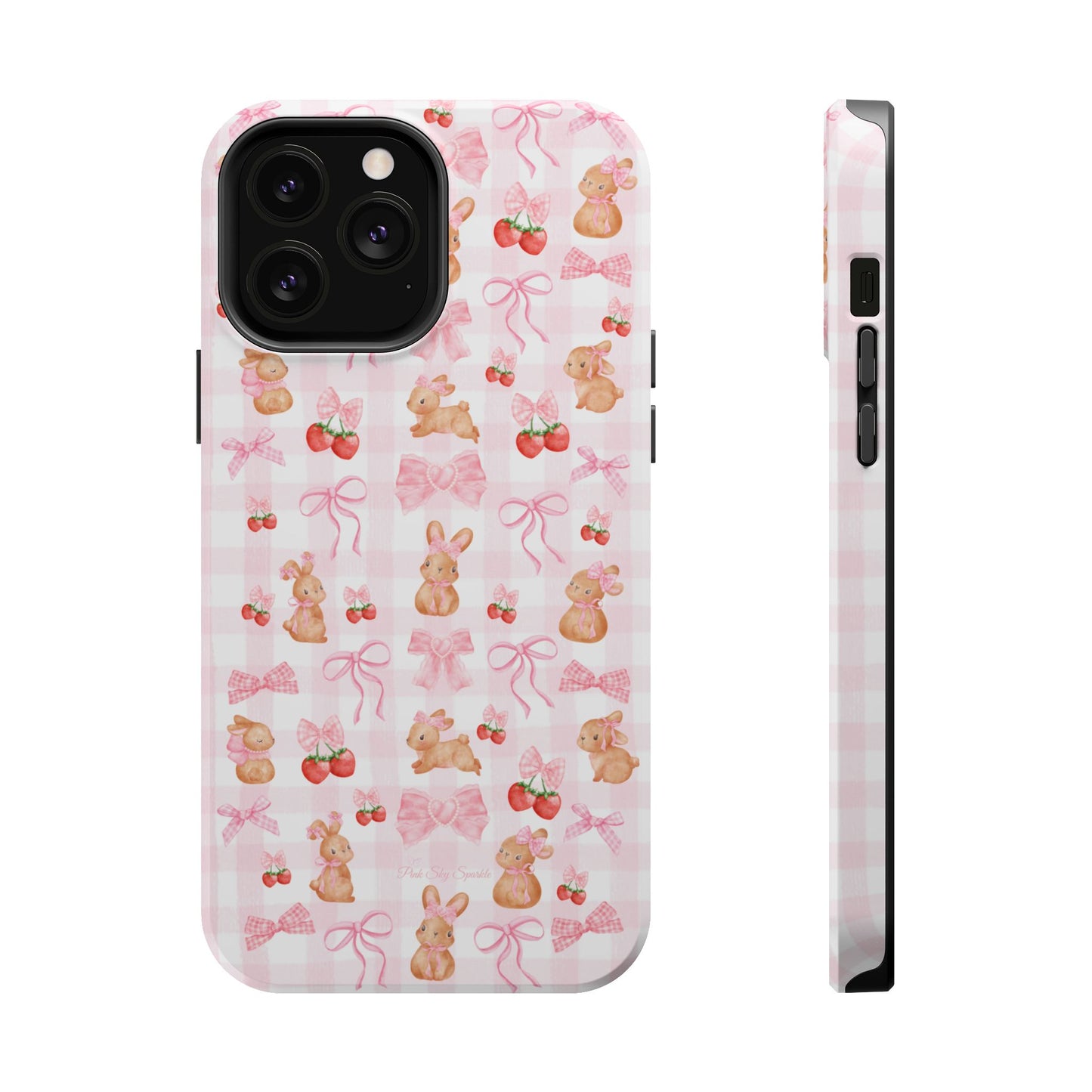 Sweet Baby Bunny Gingham Coquette Magnetic iPhone Case