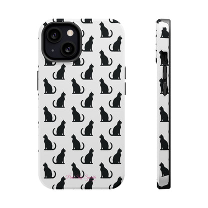 Coque magnétique robuste pour iPhone Motif chat noir