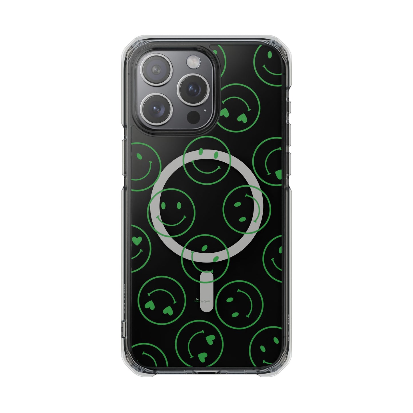 Green Smilies Magnetic Clear Impact iPhone Case