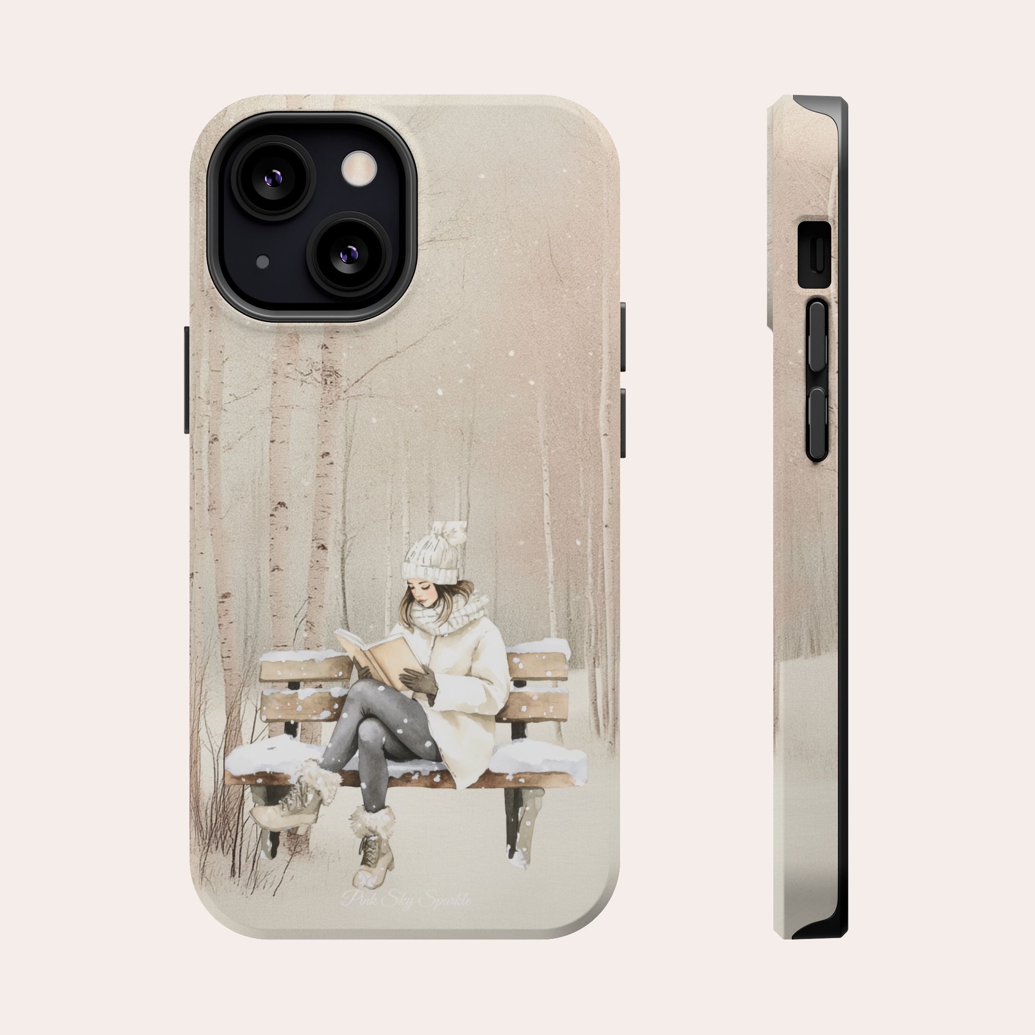 Étui magnétique pour iPhone « Lecture d'hiver »