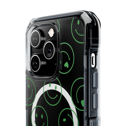 Green Smilies Magnetic Clear Impact iPhone Case