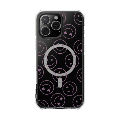 Purple Smilies Magnetic Clear Impact iPhone Case