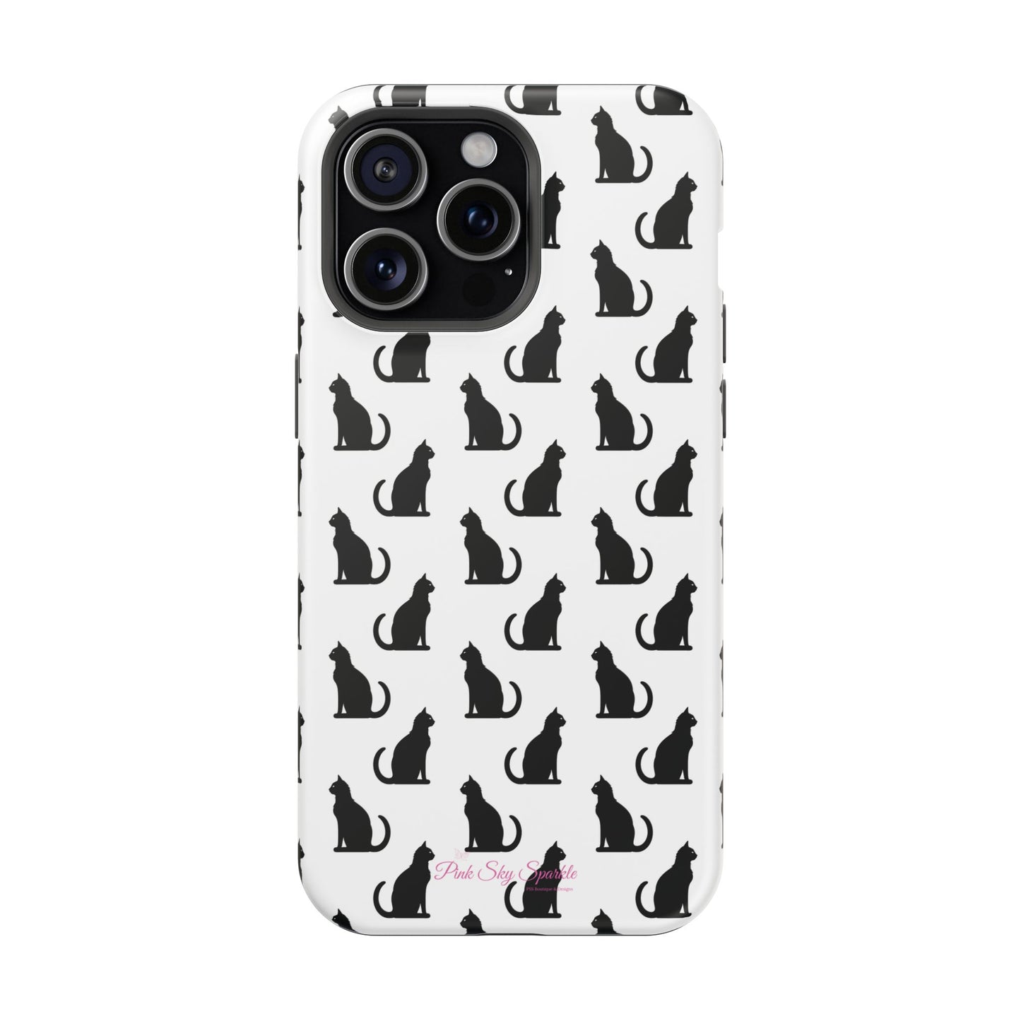 Coque magnétique robuste pour iPhone Motif chat noir