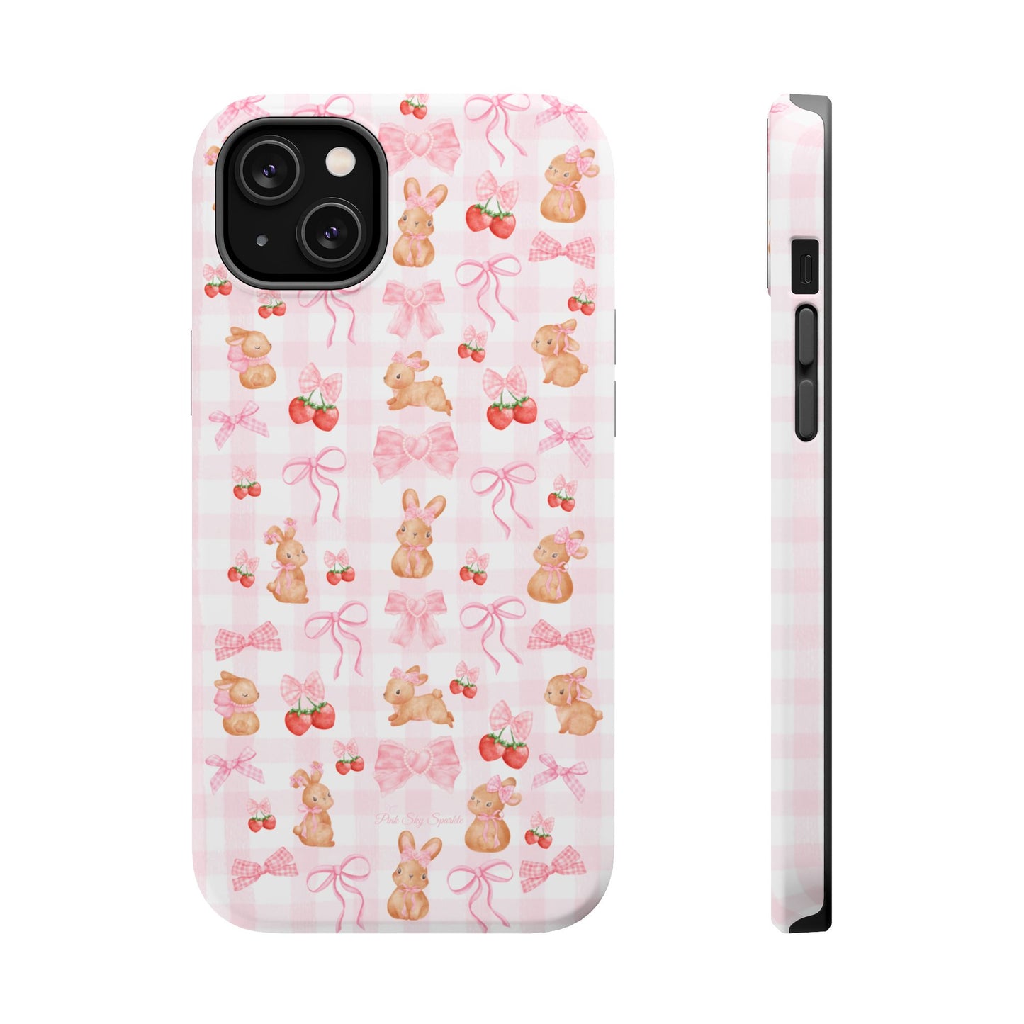 Sweet Baby Bunny Gingham Coquette Magnetic iPhone Case