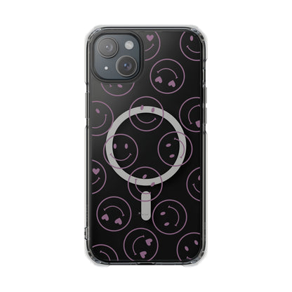 Purple Smilies Magnetic Clear Impact iPhone Case