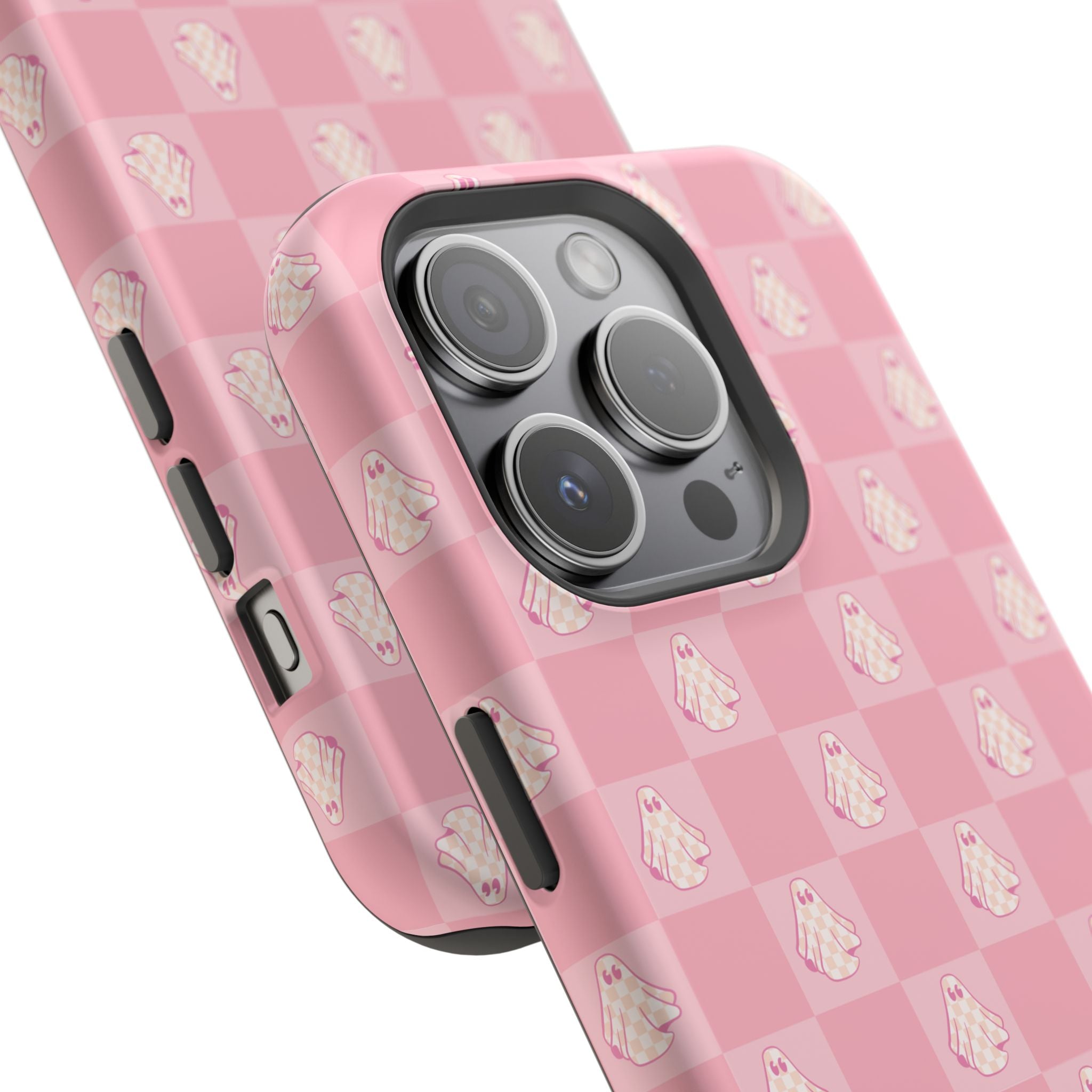 Pink Checkered Ghost Magnetic iPhone Case