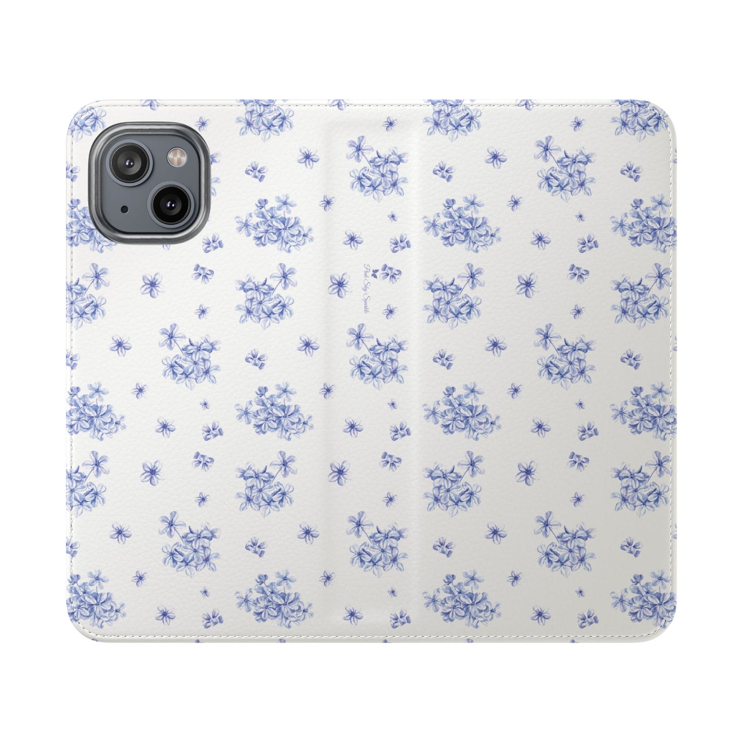 Blue Bloom Wallet Flip Case for iPhone