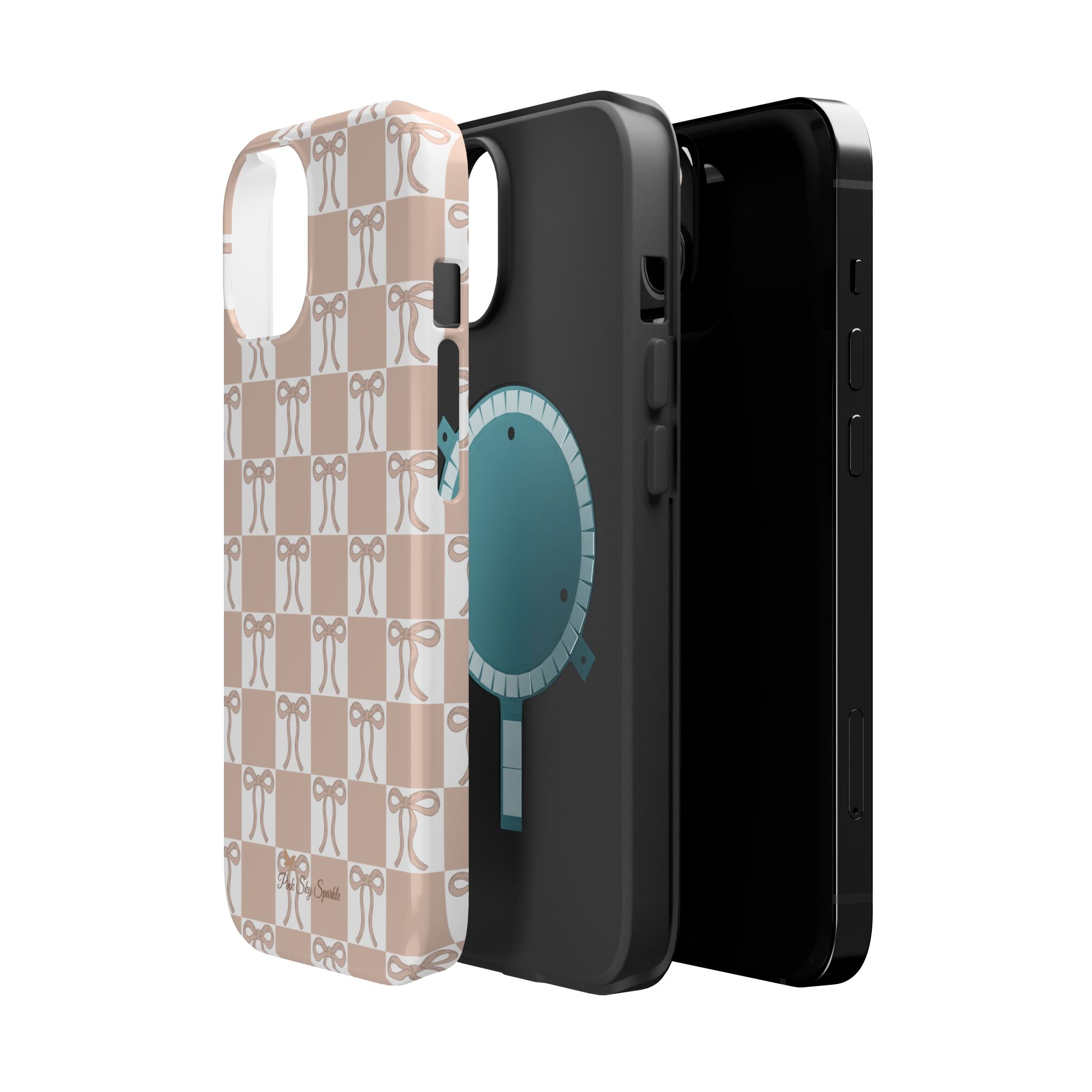Neutral Checker Bows Magnetic iPhone Case