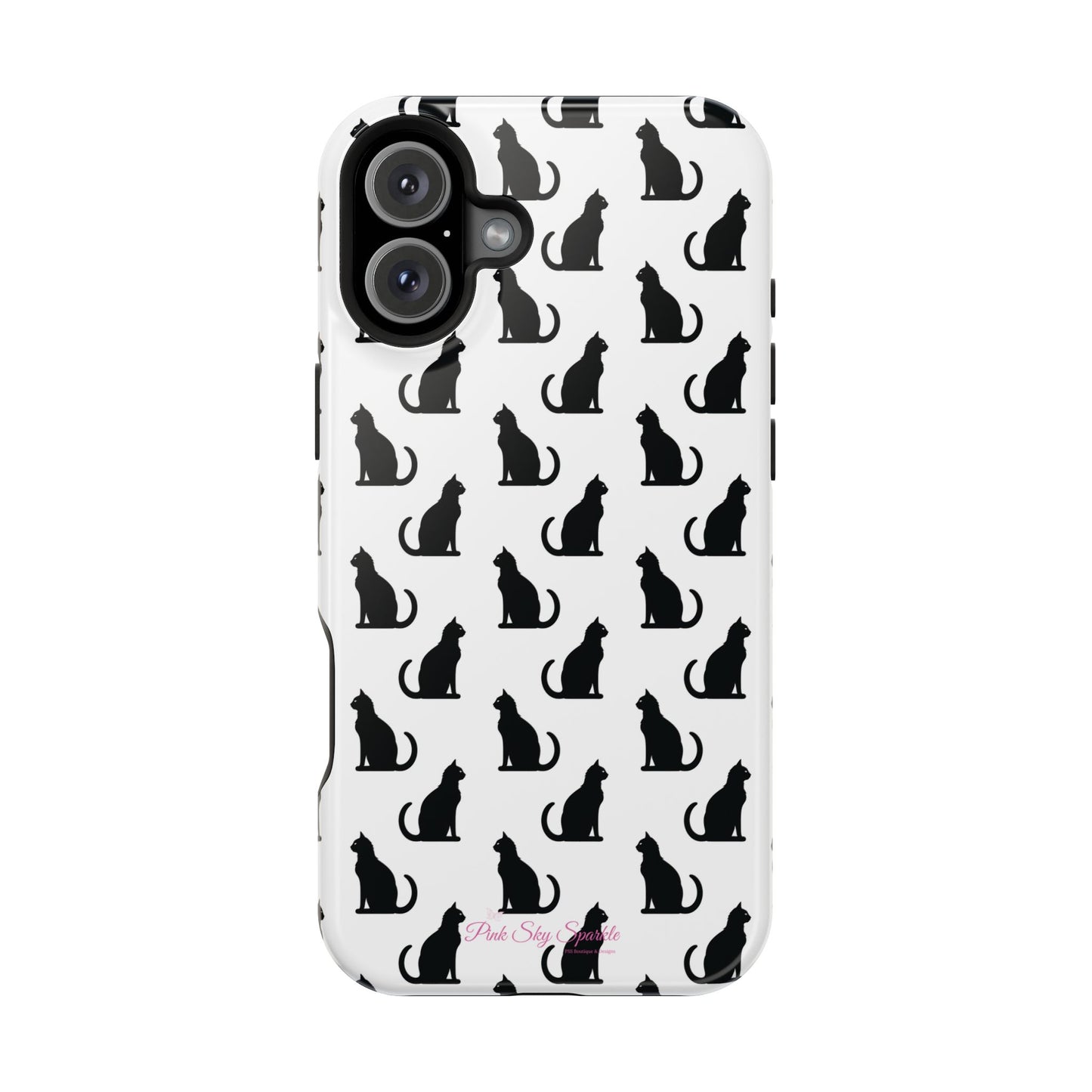 Coque magnétique robuste pour iPhone Motif chat noir