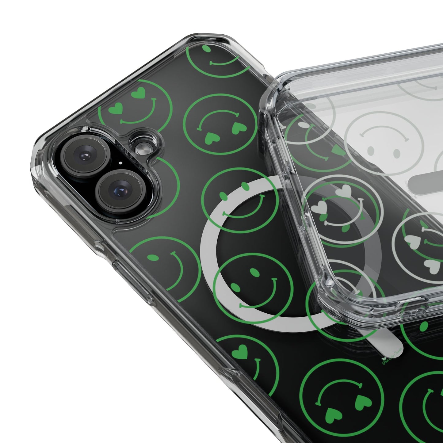 Green Smilies Magnetic Clear Impact iPhone Case