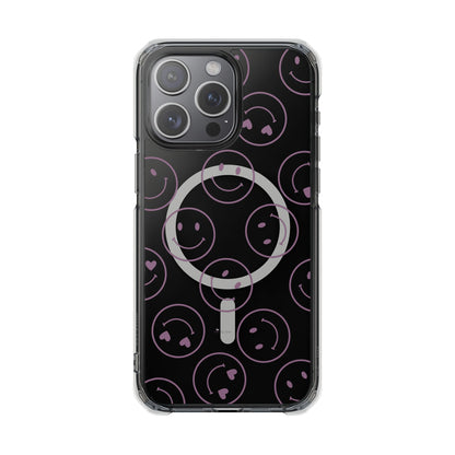 Purple Smilies Magnetic Clear Impact iPhone Case