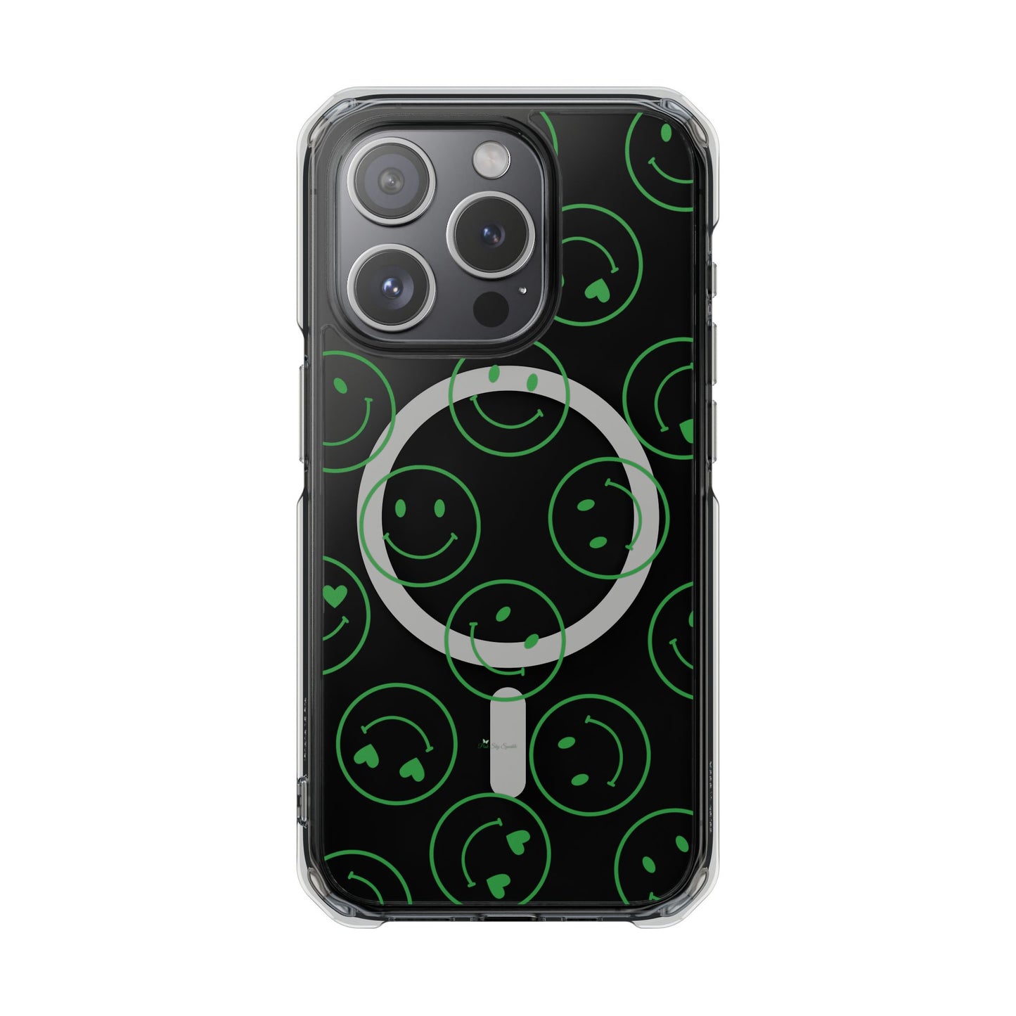 Green Smilies Magnetic Clear Impact iPhone Case