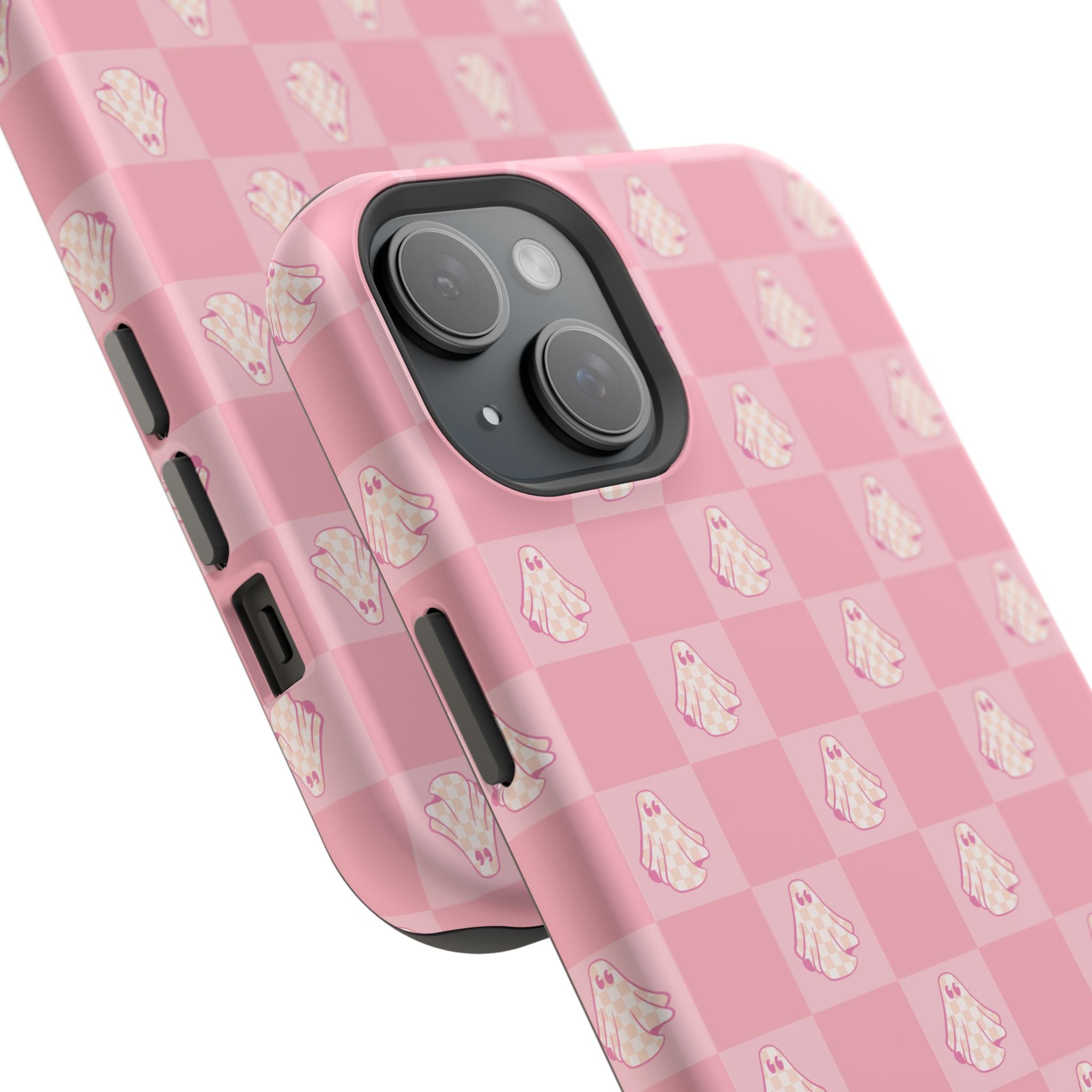 Pink Checkered Ghost Magnetic iPhone Case