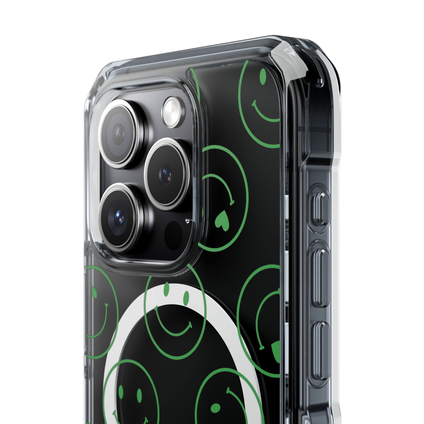 Green Smilies Magnetic Clear Impact iPhone Case