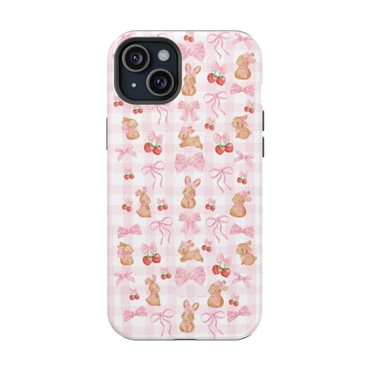 Sweet Baby Bunny Gingham Coquette Magnetic iPhone Case