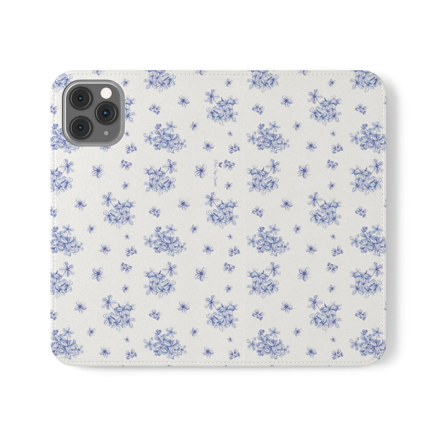 Blue Bloom Wallet Flip Case for iPhone