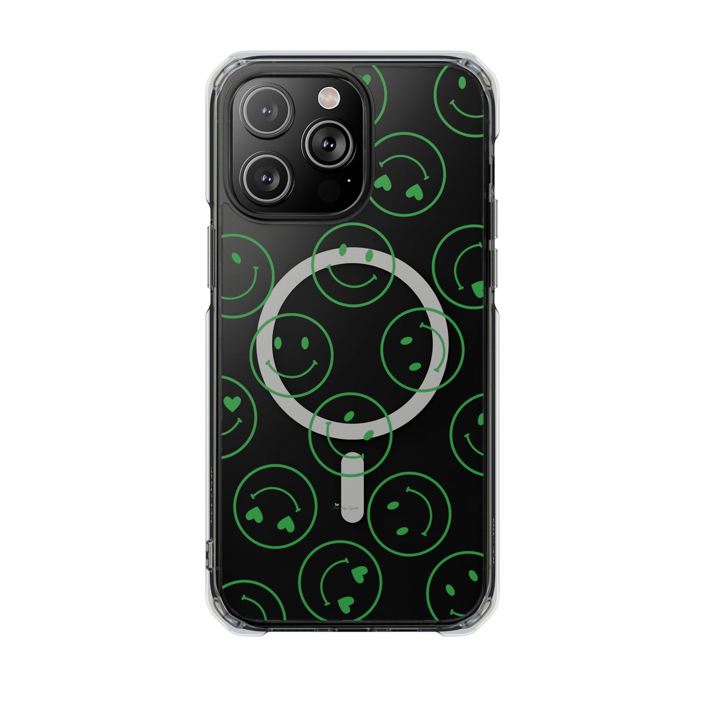 Green Smilies Magnetic Clear Impact iPhone Case