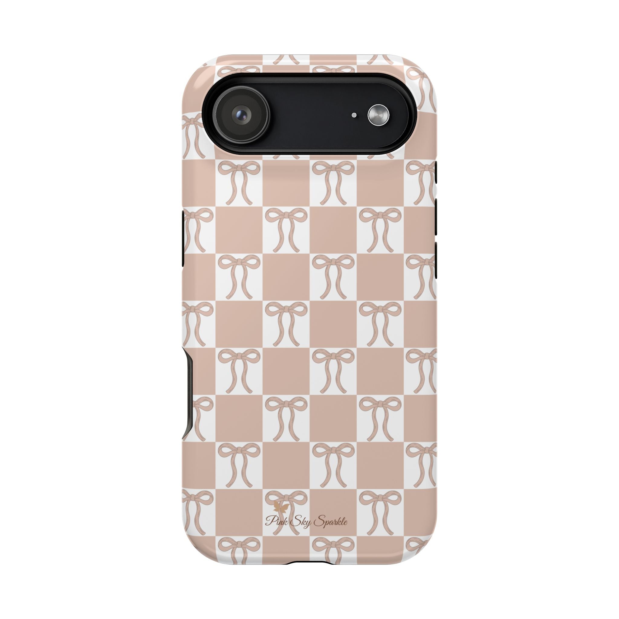 Neutral Checker Bows Magnetic iPhone Case