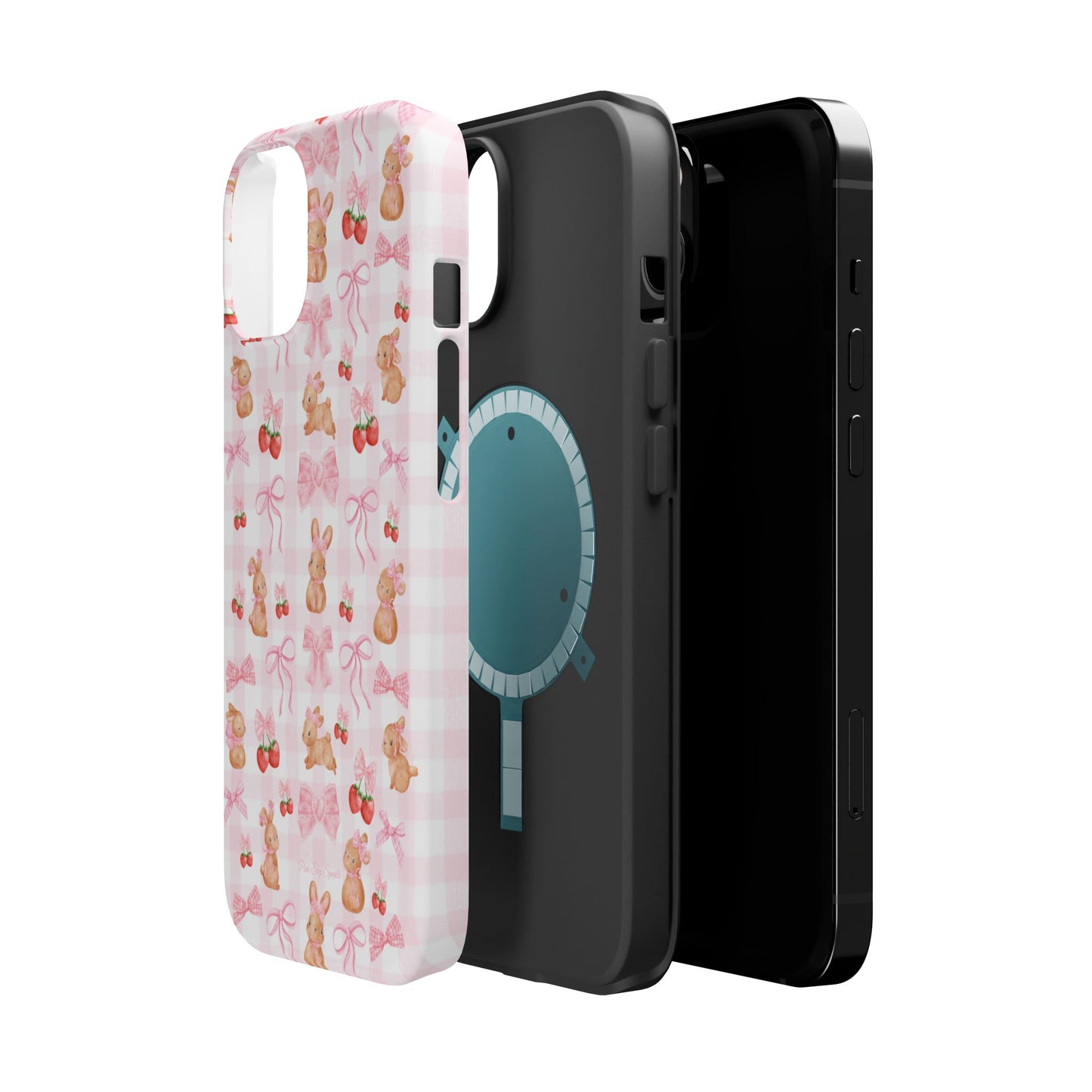 Sweet Baby Bunny Gingham Coquette Magnetic iPhone Case