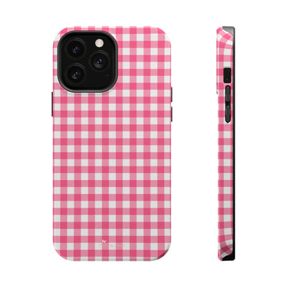 Dark Pink Gingham Magnetic iPhone Case